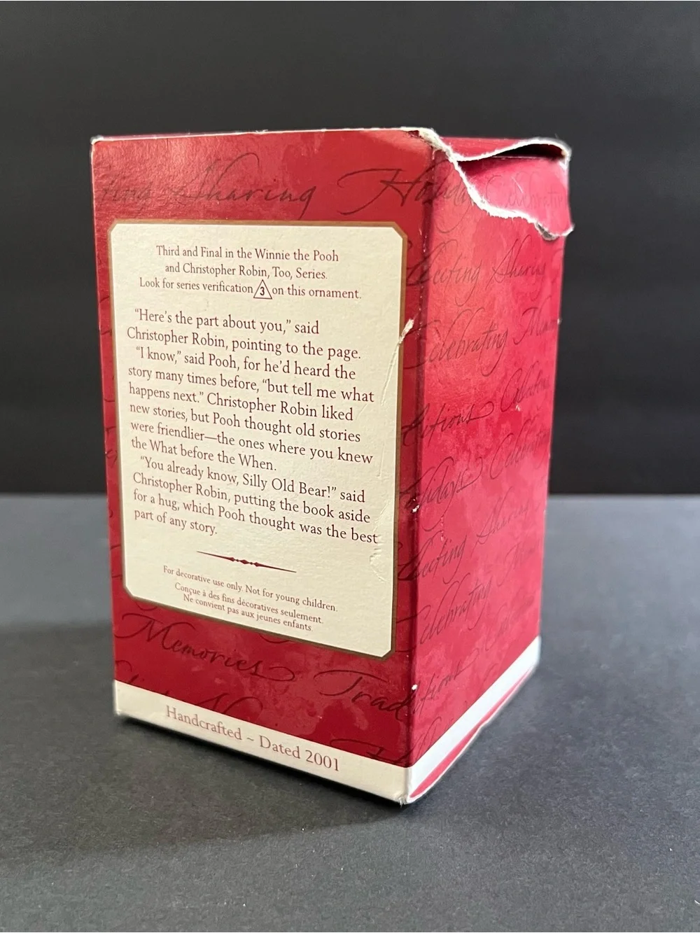 2001 A Story for Pooh Disney Christmas Hallmark Keepsake Ornament